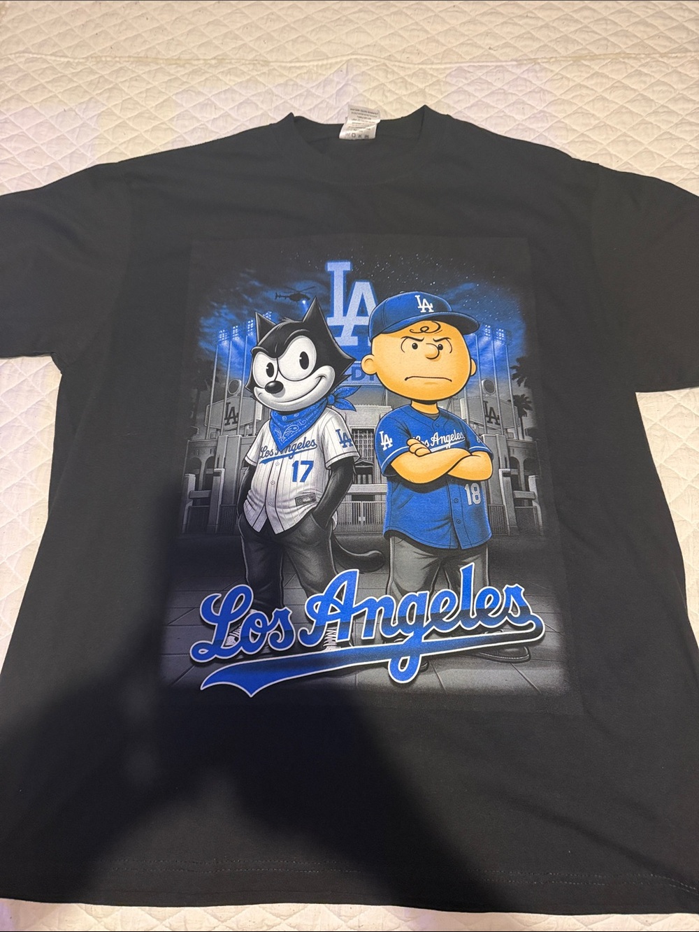 Los Angeles Graphic Short-Sleeve Tee — Black with Blue Print